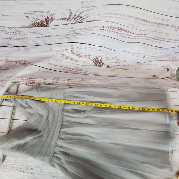 Gather & Gown Knee Length Sz 14 Bridesmaid Fairy Dress Light Gray Tulle Prom Wed - Picture 14 of 15